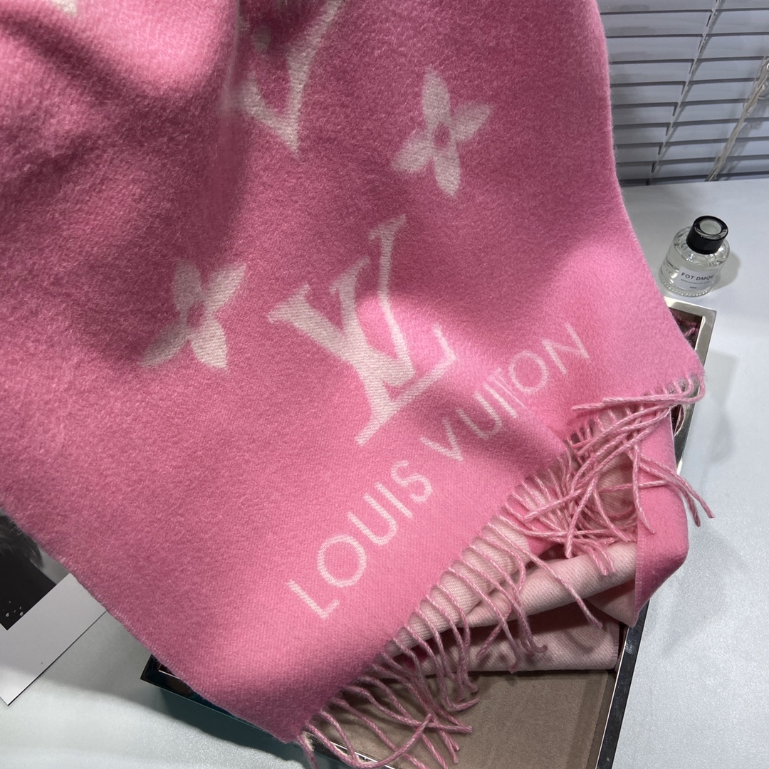 ルイ・ヴィトン Louis Vuitton 女性用マフラー 45*180cm 高級なカシミヤ ピンク